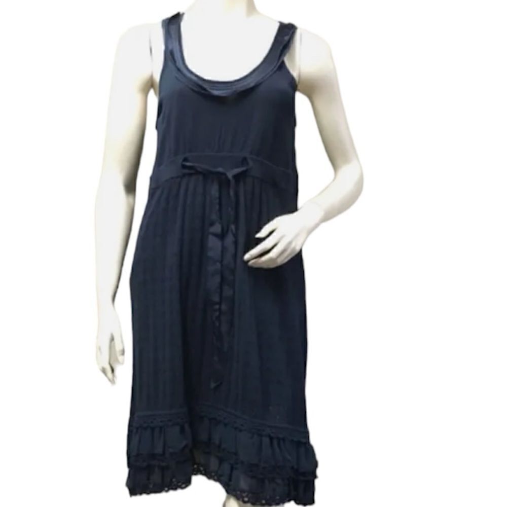 BCBGMaxAzria Black Sleeveless Ruffle Hem Dress
